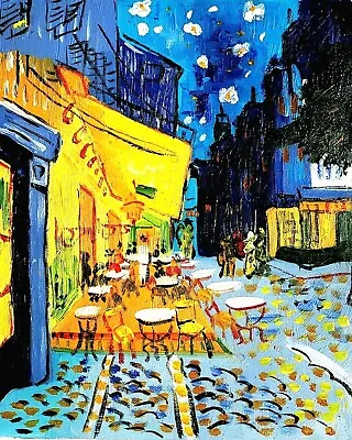 Cafe Van Gogh 10x8 Hand Painted Oil Painting Reproduction On Canvas • $17.99