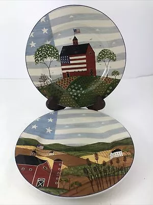 1999 Warren Kimble Sakura America The Beautiful Salad 8” Plates Set Of 2 Vintage • $18.77