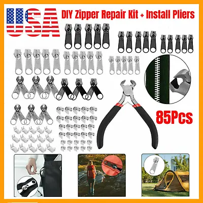 85PCS Zipper Replacement Repair Kits Install Pliers For Bags Jacket Coats Jeans • $10.49