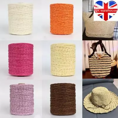 1 Roll Raffia Paper Straw Yarn DIY Knitting Crochet Handbag Hats Crafts Rope UK • £8.41