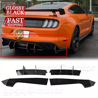 For Ford Mustang 2018-2021 Glossy Black Rear Diffuser & Rear Side Splitters • $52.99