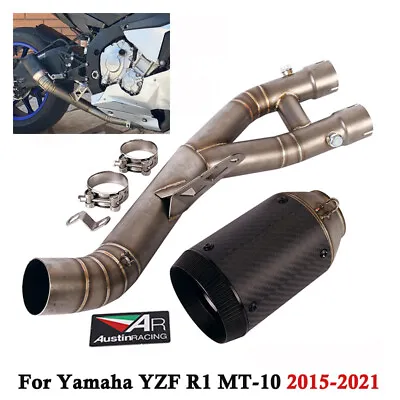 For Yamaha YZF R1 MT-10 2015-2021 Exhaust Tips Mid Link Pipe Carbon Tail Muffler • $227.19
