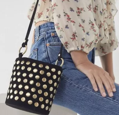 Urban Outfitters Studded Bucket Bag Suede Black • $29.10