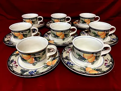 Mikasa Intaglio Garden Harvest 16 Piece Set Of 8 Each Cups & Saucers • $31.95