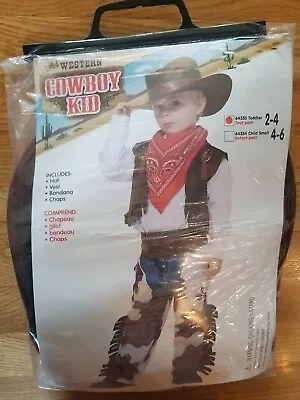 Forum Novelties Cowboy Kids Costume Wild West Chaps Vest And Hat Halloween 2-4 T • $24.99