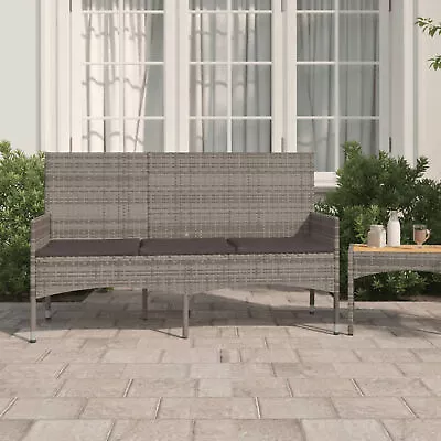 3-Seater Garden  With Cushions Grey Poly Rattan I4Z1 • $316.59