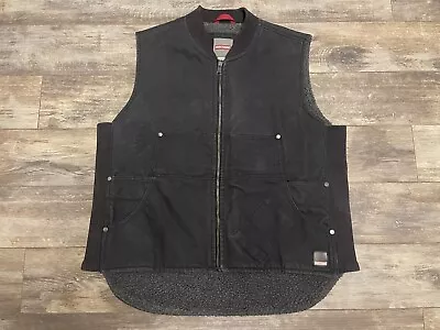 Craftsman Vest Mens Large Black Canvas Jacket Sherpa Lined Work Vest • $9.99