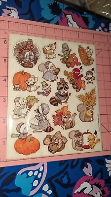 Vintage American Greetings Stickers Thanksgiving Cute Animals 1 Sheet • $3.75