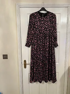 Long Zara Dress Black With Pink Love Hearts Size S • £8