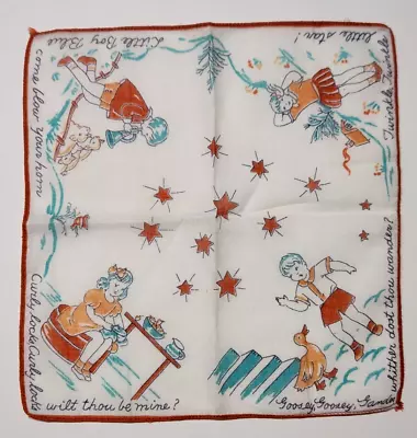 Vintage Childs Nursery Rhyme Hankerchief • $11