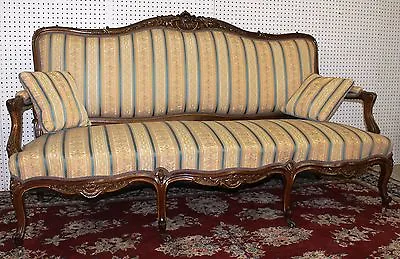 Antique Country French Hand Carved Walnut Louis XV Canape Couch Sofa Gilt C1860 • $2950