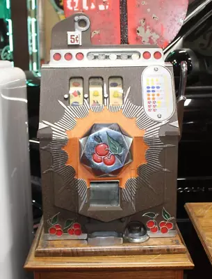 $2950 • Buy 1937 Mills Novelty 5c Bursting Cherry Vintage 3 Reel Slot Machine
