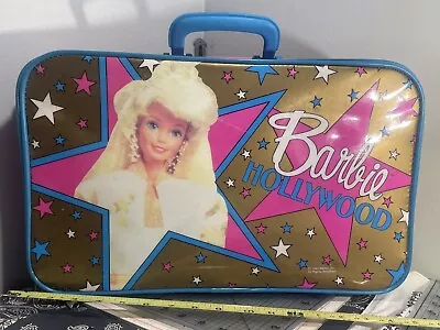 HOLLYWOOD BARBIE Suitcase Zip Mattel 17”x10”x4” RARE Vintage Retro Bag Luggage • $18.50