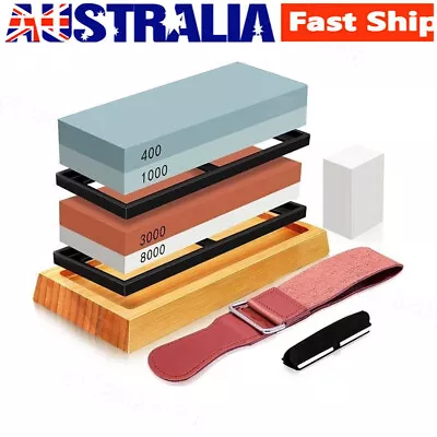 2x Knife Sharpening Stone Set Water Whetstone Sharpener Cutter With Belt Set • $28.59