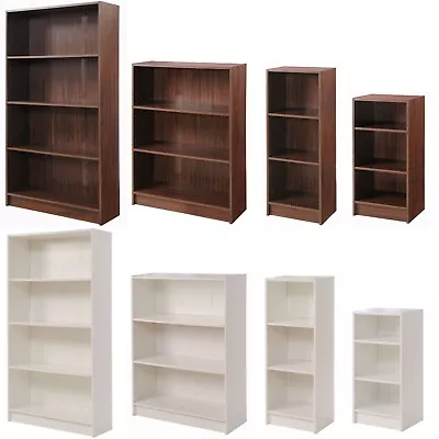 Bookcase Shelving Unit Wooden Bookshelf Walnut White Display Adjustable Shelves • £43.99