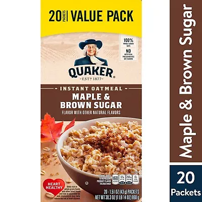 Quaker Instant Oatmeal Maple & Brown Sugar Quick Cook Oatmeal 1.51 Oz 20 Pa • $15.87