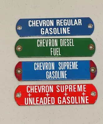 Lot Of 4 Vintage Chevron Gasoline Porcelain Oil Tag Sign Unused • $99.95