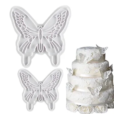 2pk Large And Small Butterflies Surgarcraft Cutters Icing Sugar Mould Cake Decor • £3.61