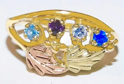 Black Hills Gold 10k Lab Created Four Stone Leaves  Ring Size 7 3/4 • $169