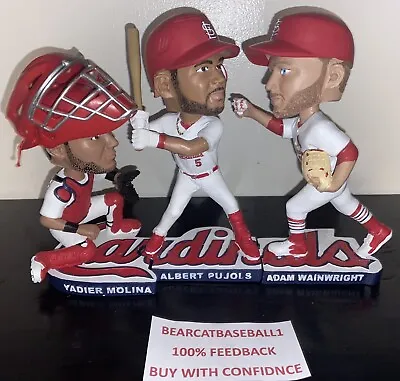 St. Louis Cardinals Pujols Wainwright Molina Bobbleheads *(set Of 3)* 2022 Sga • $169.99