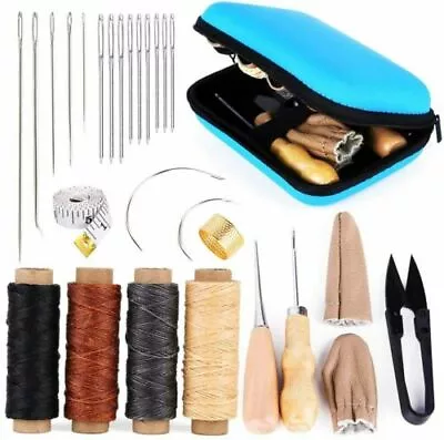 Leather Waxed Thread Stitching Needles Awl Hand Tools Kit For DIY Sewing Craft • $16.09