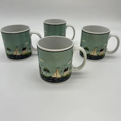 4 Sakura Coastal Breeze Lighthouse Sailboats Warren Kimble Coffee Tea Cup Mug • $26.85