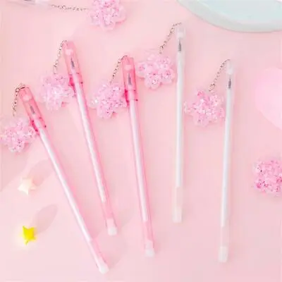 Kawaii Sakura Pendant Gel Pen Cute Sequin Quick Sand Ballpoint Pen Stationery • $2.59