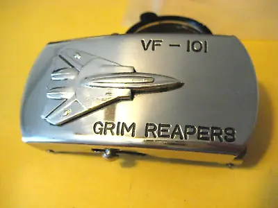 Vintage Belt Buckle Vf-101 Navy Fighter Squadron  'grim Reapers' Good Condition • $19.99