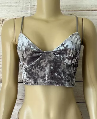 $0.99 • Buy ZARA W/B Collection Cropped Top Velvet Bralette Cami Silver Size M