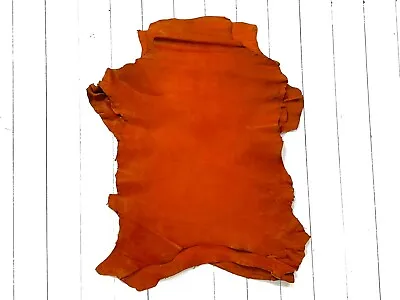 £39.99 • Buy 1mm Dyed Veg Tan Suede Sheepskin Leather Craft Half/whole Hide - Tangerine Tan