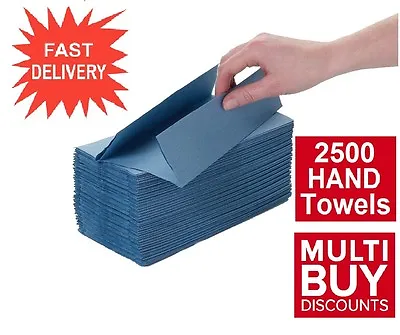 2560 X Blue C Fold Paper Hand Towels Tissues Multi Fold Bulk Discount • £12.99