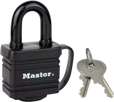 Master Lock Laminated Padlock With Key Black 78 X 4 X 29 Cm • £9.99