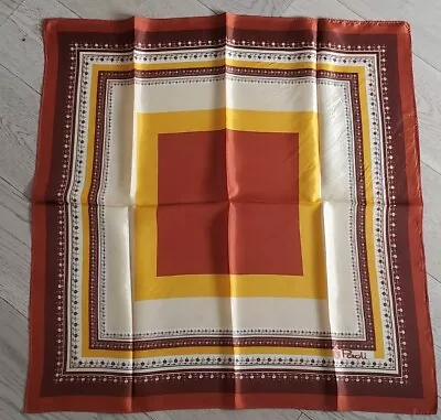 Paoli 26.5  Square Acetate Mustard Cinnamon Cream Geometric Mod Scarf MCM • $12