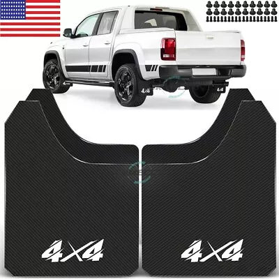 4x4 Mud Flaps For CHEVY SILVERADO 1500 2500 3500 Splash Guard Black Carbon Fiber • $31.27