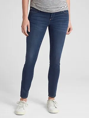 H&M Mama Maternity Jeans Denim Blue Skinny Side Panel Size 14 Slim Fit EUC • $17.99