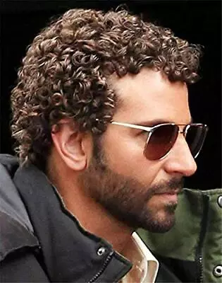 Swiking Mens Short Brown Afro Curly Wig For Male Guy Rocker Wig California Ha... • $35.72