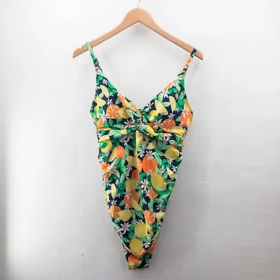Old Navy Twist Front Floral Lemon Maternity 1-Piece Swimsuit Bathing Suit Sz L • $5.62