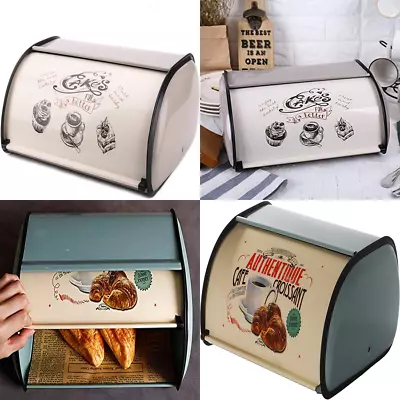 Vintage Bread Box Kitchen Metal Bin Bread Stainless Steel Retro Storage Pastries • $36.99