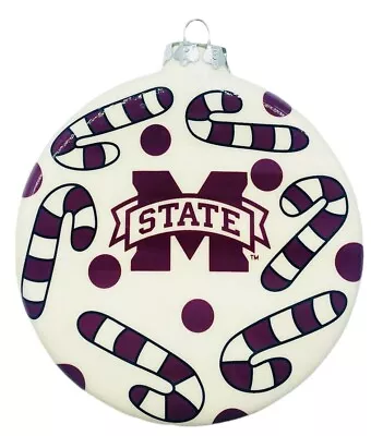 Mississippi State Bulldogs Ceramic 5” Ornament-Candy Cane-Magnolia Lane-NWT • $14.99