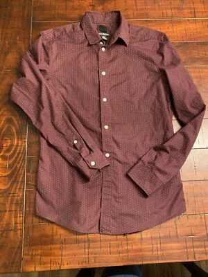 $5.40 • Buy H&M Easy Iron Shirt Button Up Mens Medium Whit Dot  Slim Fit Long Sleeve