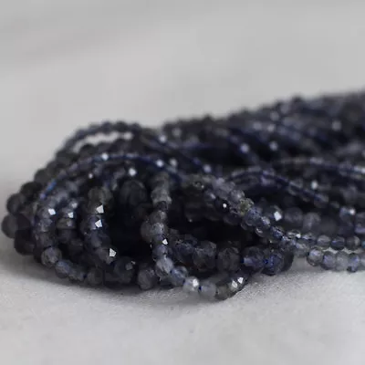 Grade A Natural Iolite Gemstone Faceted Rondelle Spacer Beads - 3mm 4mm • £18.99