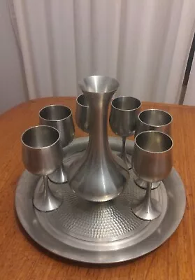 Vintage Selangor Pewter Wine Goblets X6 Wine Goblet With DecanterTray • $145