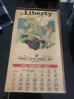 Vintage 1937 5 Cent Calendar Liberty Auto Supply Inc. Baltimore Maryland￼ • $12