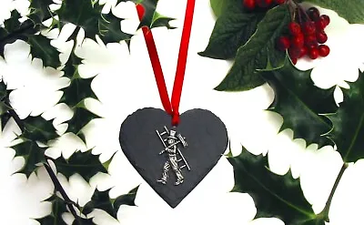 Chimney Sweep Slate Heart Wedding Good Luck Ornament Christmas Decoration Gift • £10.99