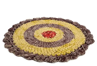 25  Crochet Circular Hand-Weaved Wool Cotton Round Accent Rug Throw Rug Gray • $29.99