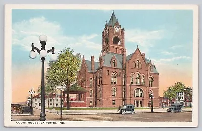 La Porte Indiana Court House Building Old Cars Vintage Postcard • $7.99