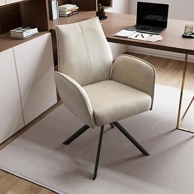 Modern Desk Chair No Wheels Ergonomic Upholstered Home Office  Chair Metal Legs • $162.99