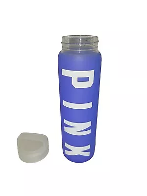 Victoria's Secret VS PINK Dog Glass Water Bottle 20oz Silicone/Glass Blue • $14.99