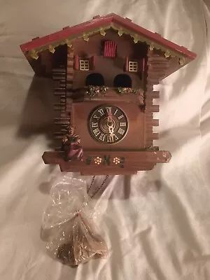 CUCKOO CLOCK Lg. Vtg German Musical Movement Dancers Plays Lohengrin Parts  • $31