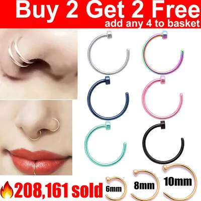 £0.99 • Buy Nose Ring Surgical Steel Fake Nose Rings Hoop Lip Nose Rings Small Thin Piercing